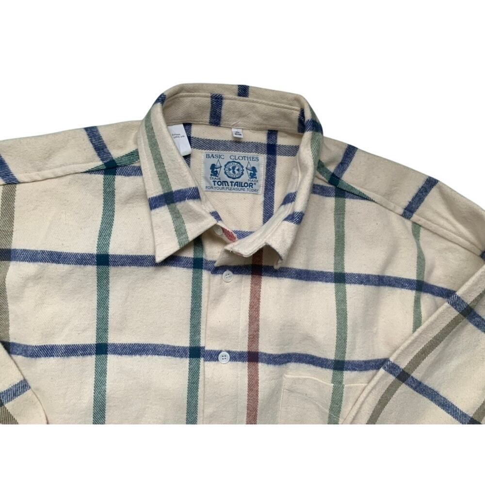 Tom Tailor Thick Flannel Warm100% Cotton Plaid Button Down Overshirt Mens XL - Picture 2 of 6
